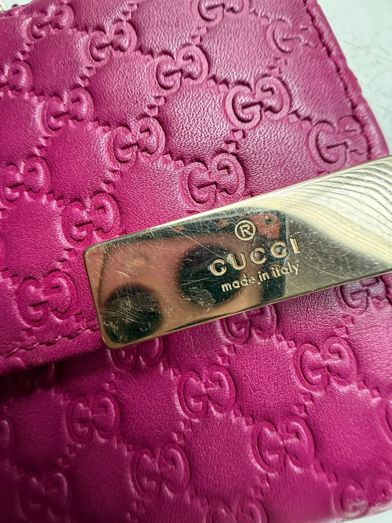 Gucci Pink Guccissima Leather Chain Clutch