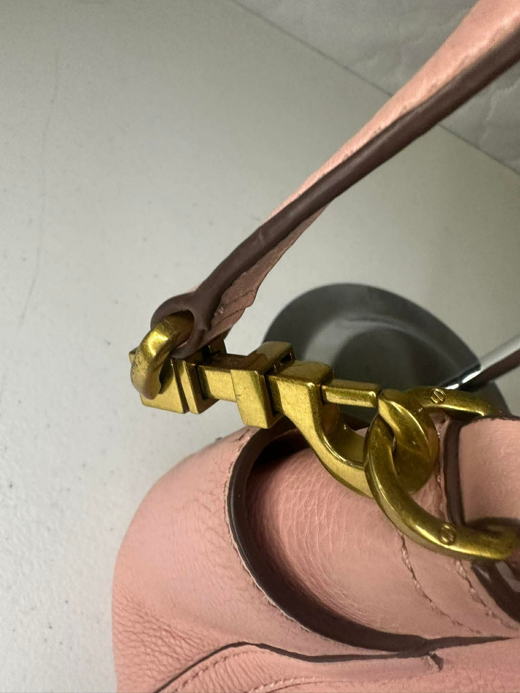 Blush Pink Tory Burch Pebbled Leather Shoulder Bag