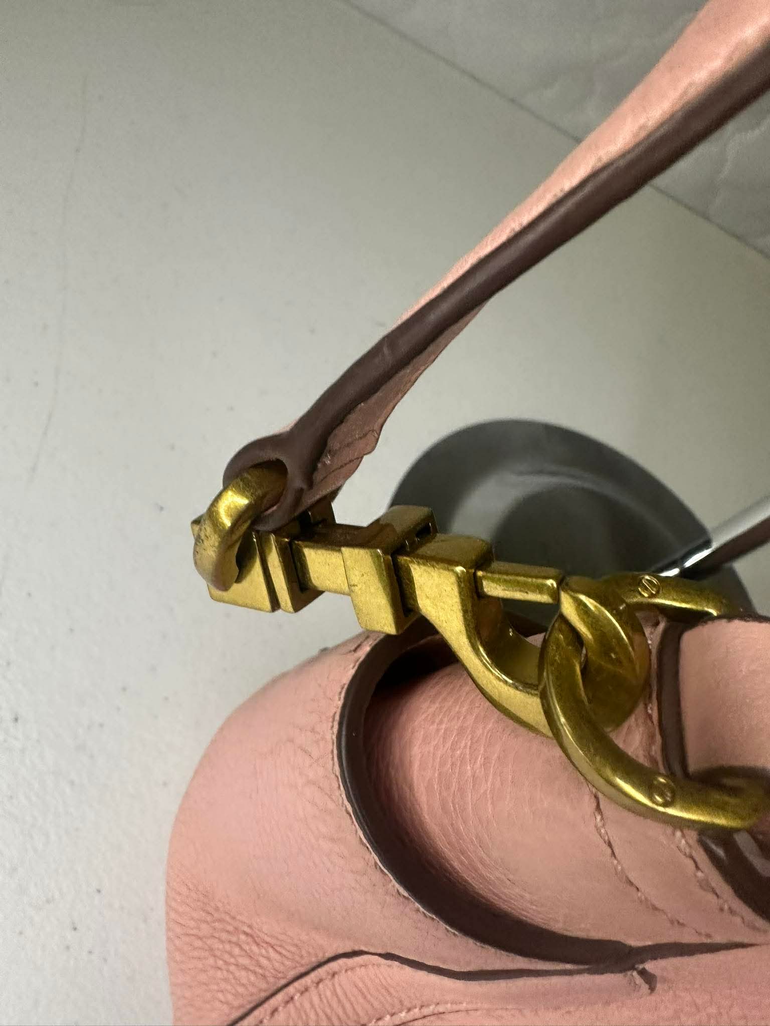 Blush Pink Tory Burch Pebbled Leather Shoulder Bag