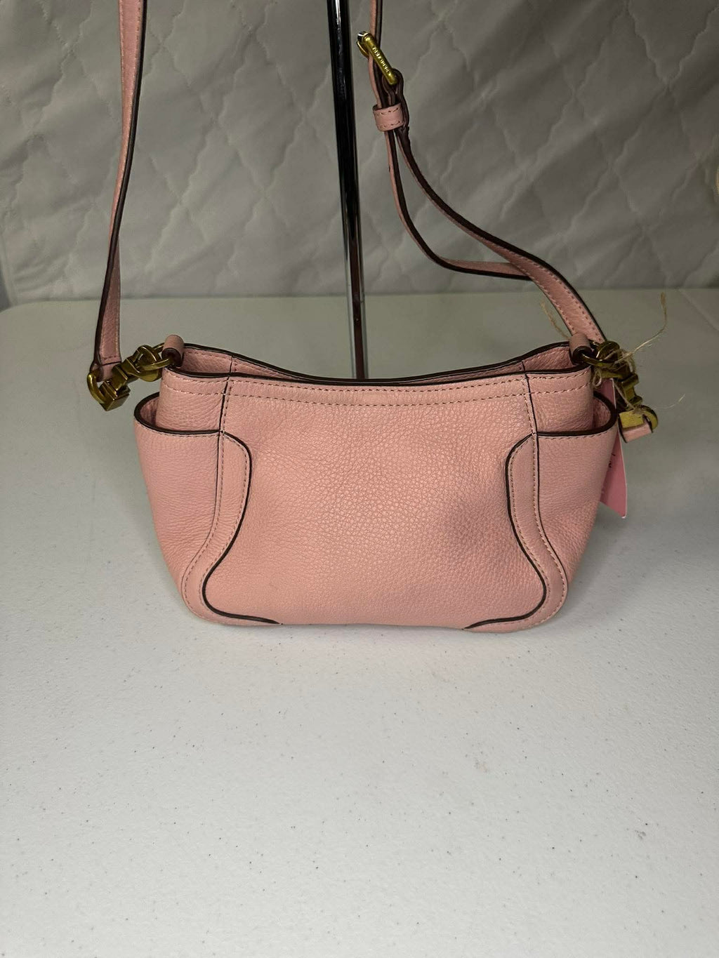 Blush Pink Tory Burch Pebbled Leather Shoulder Bag