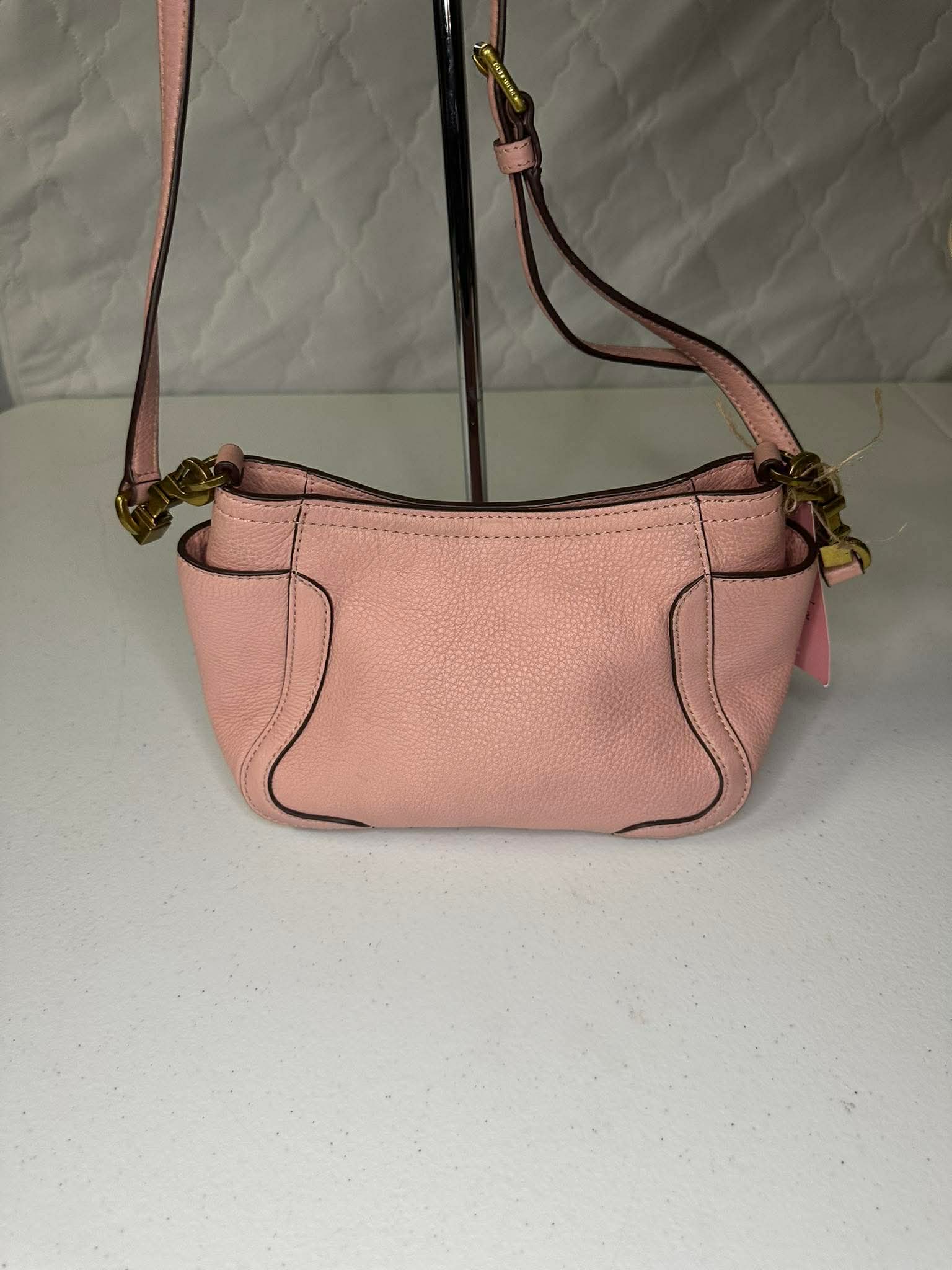 Blush Pink Tory Burch Pebbled Leather Shoulder Bag