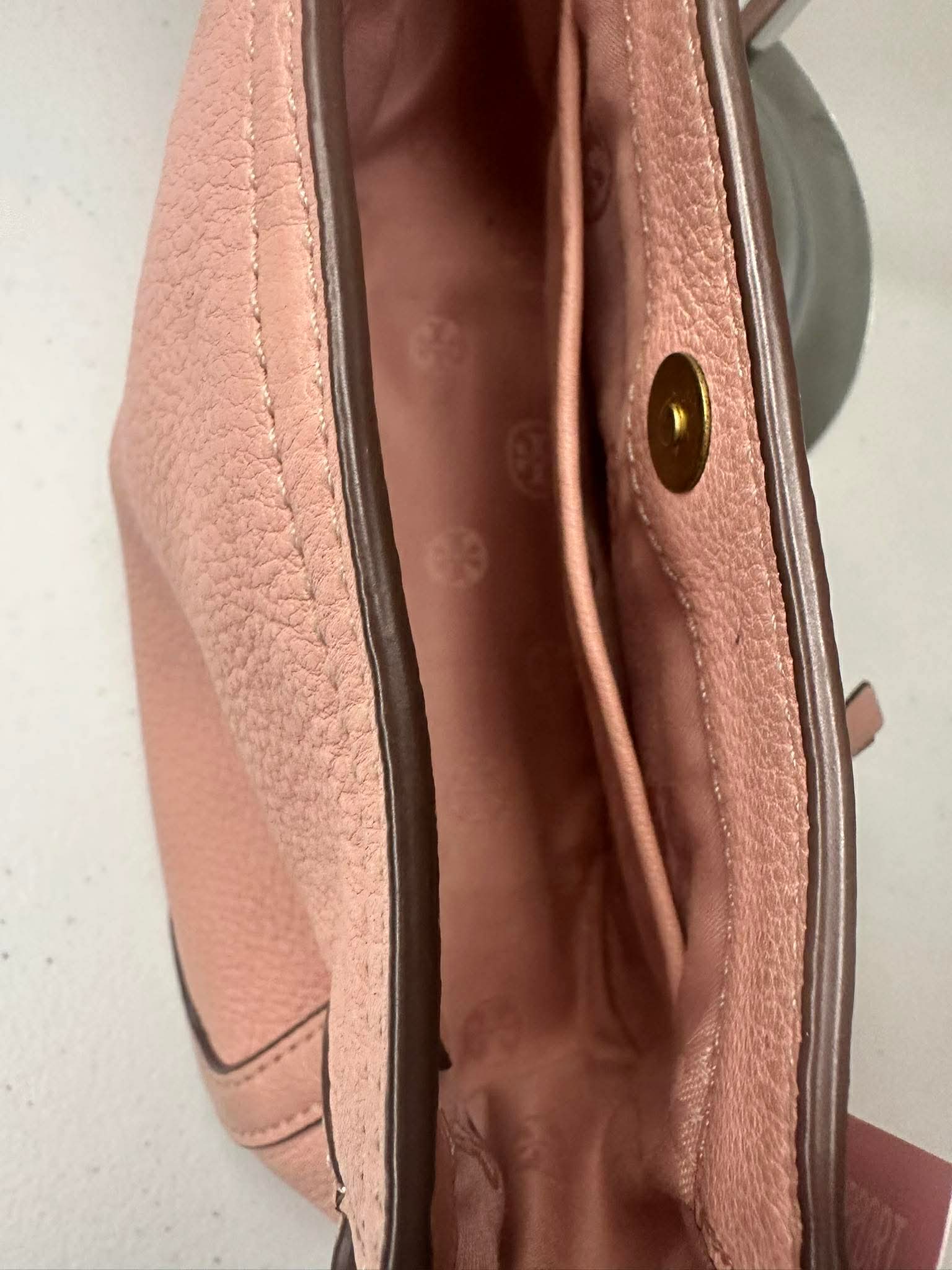 Blush Pink Tory Burch Pebbled Leather Shoulder Bag