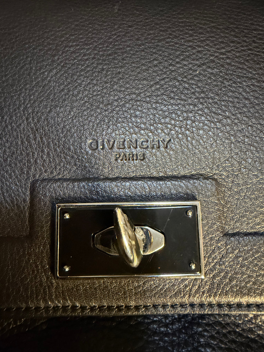 Givenchy Black Pebbled Leather Top Handle Satchel