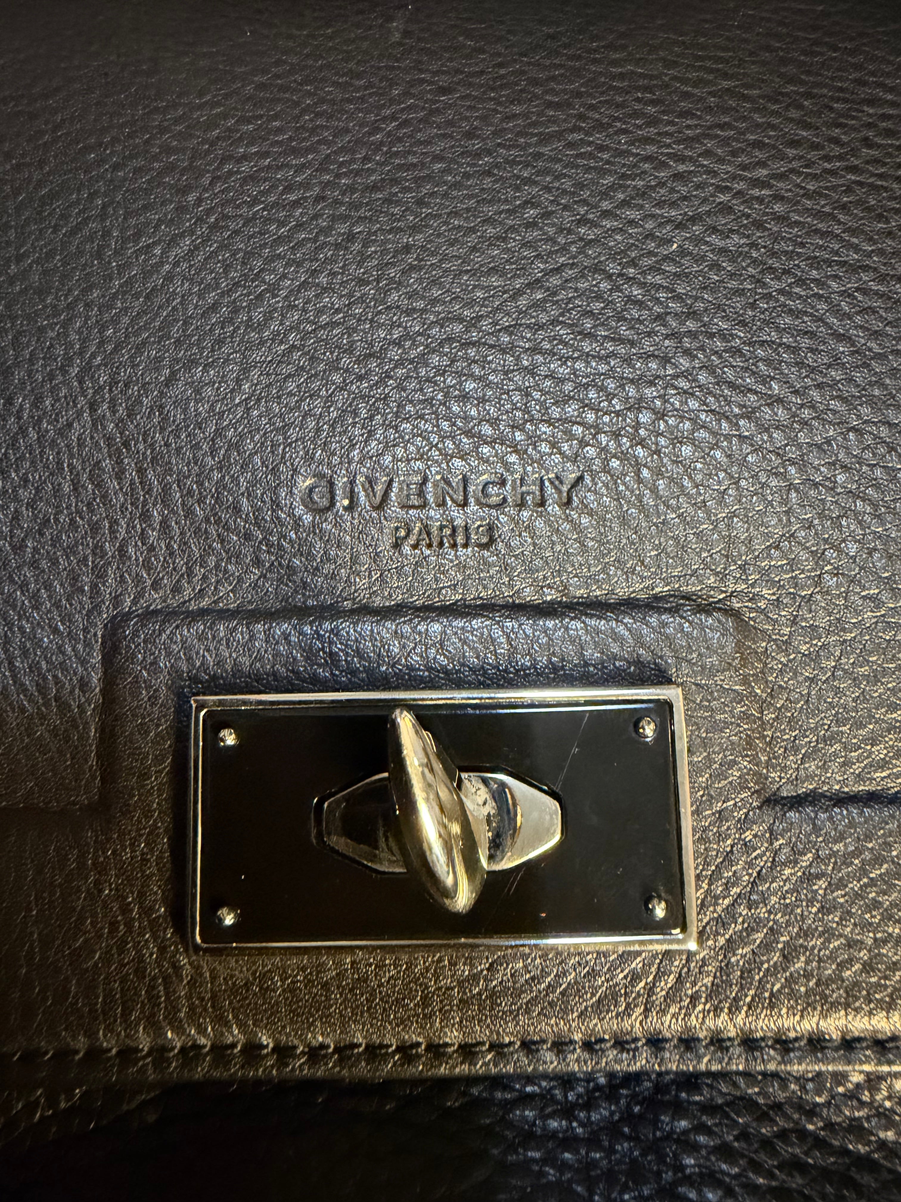 Givenchy Black Pebbled Leather Top Handle Satchel