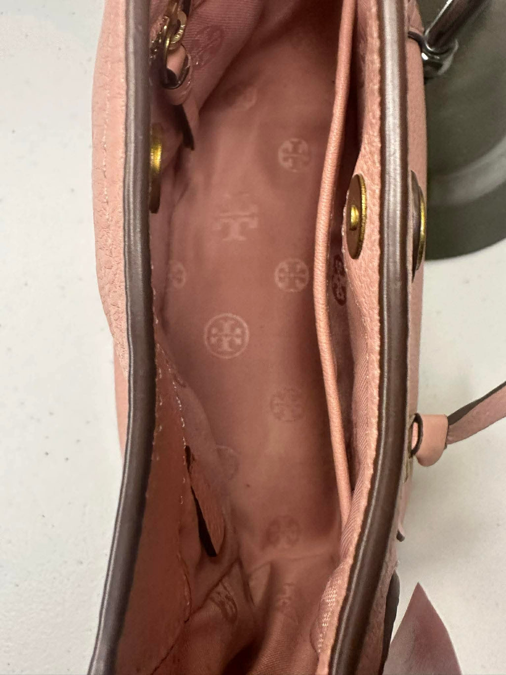 Blush Pink Tory Burch Pebbled Leather Shoulder Bag