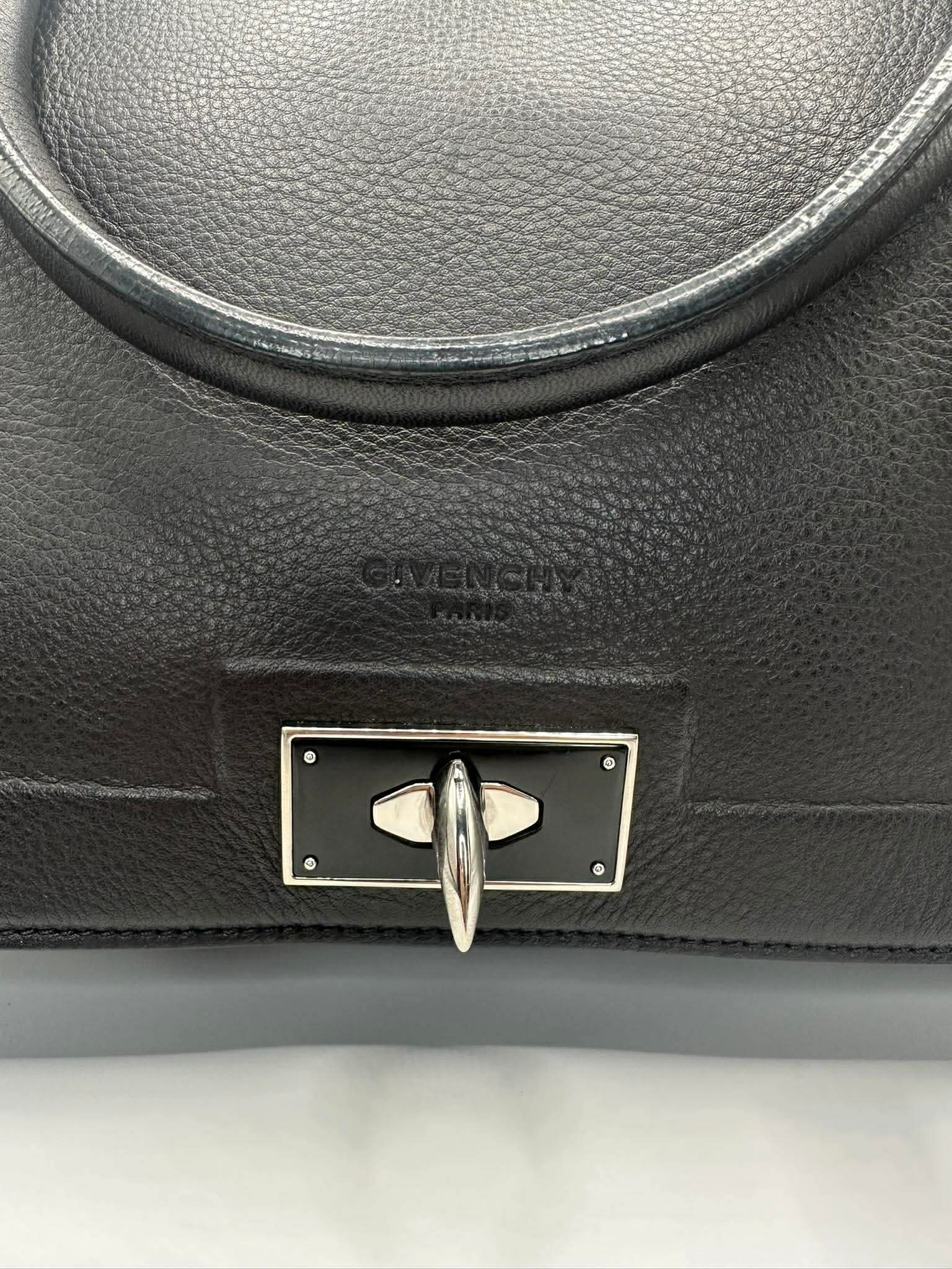 Givenchy Black Pebbled Leather Top Handle Satchel