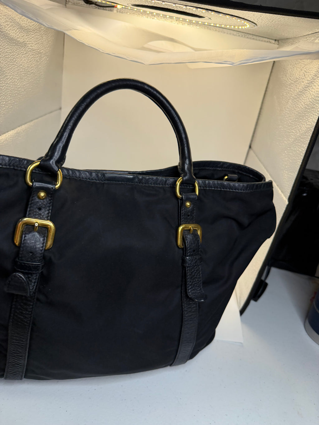 🖤 Prada Nylon Tote – Black Saffiano Trim 🖤