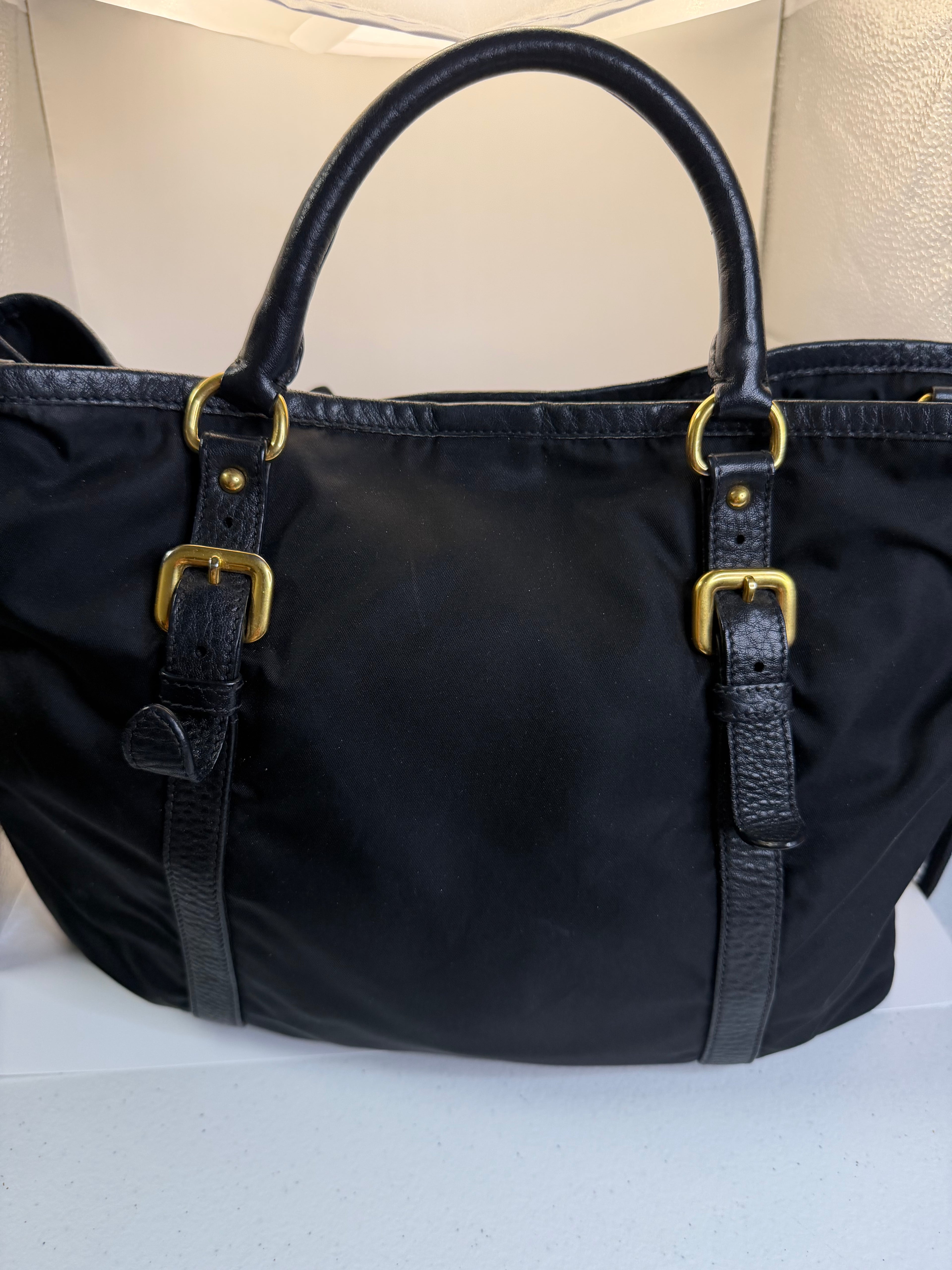 🖤 Prada Nylon Tote – Black Saffiano Trim 🖤