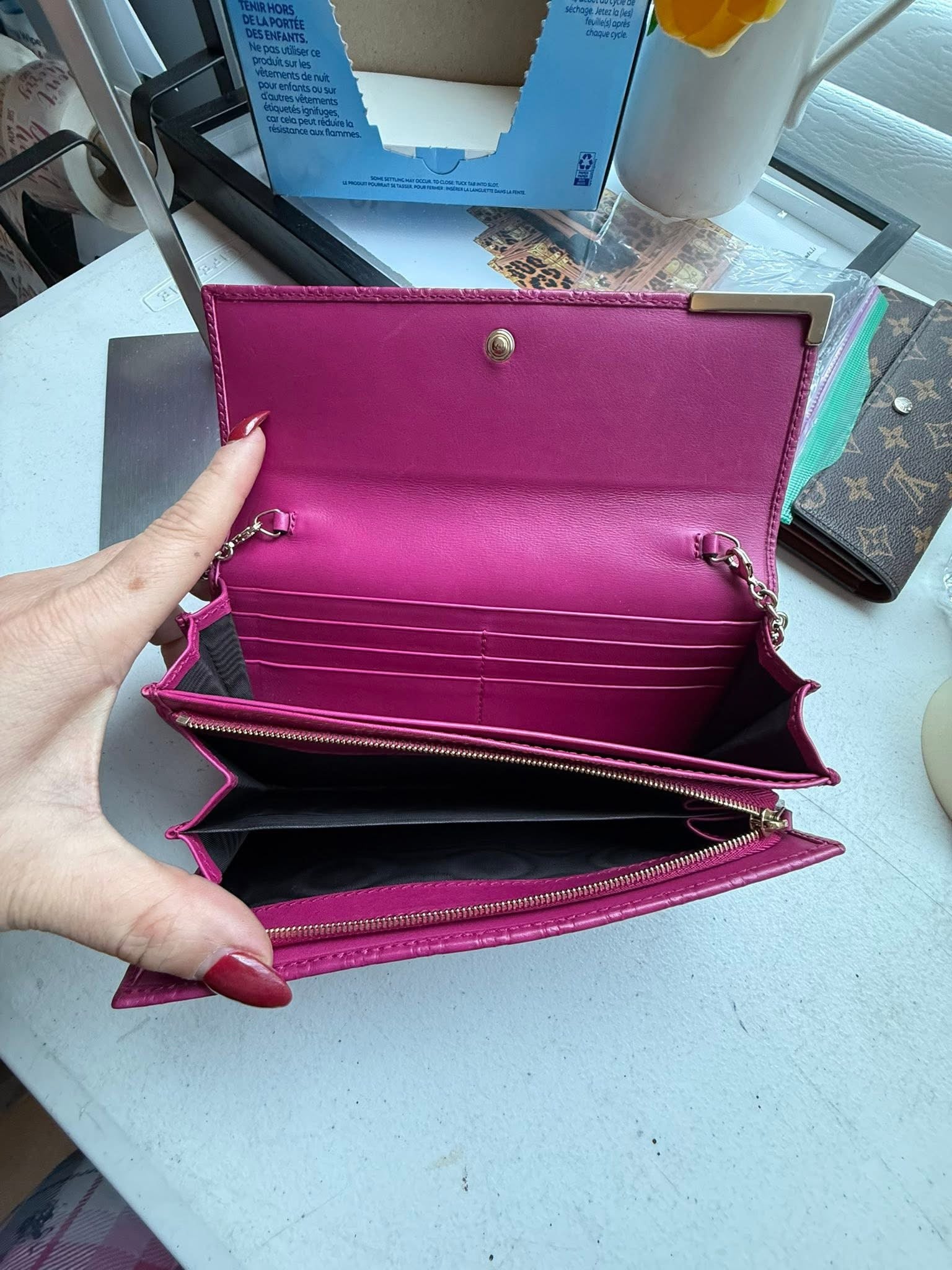 Gucci Pink Guccissima Leather Chain Clutch