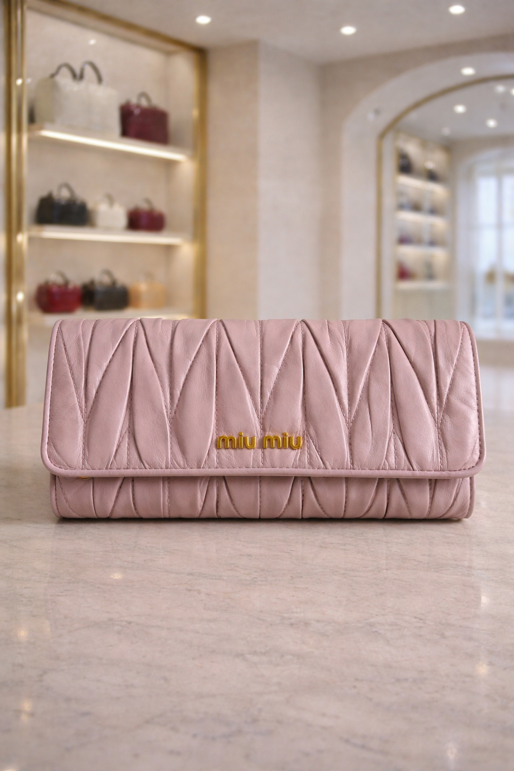 Miu Miu Matelassé Leather Wallet – Signature Quilted Collection