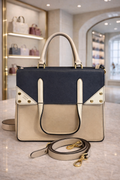 Fendi Two-Tone Leather Satchel – Navy & Beige 🤍