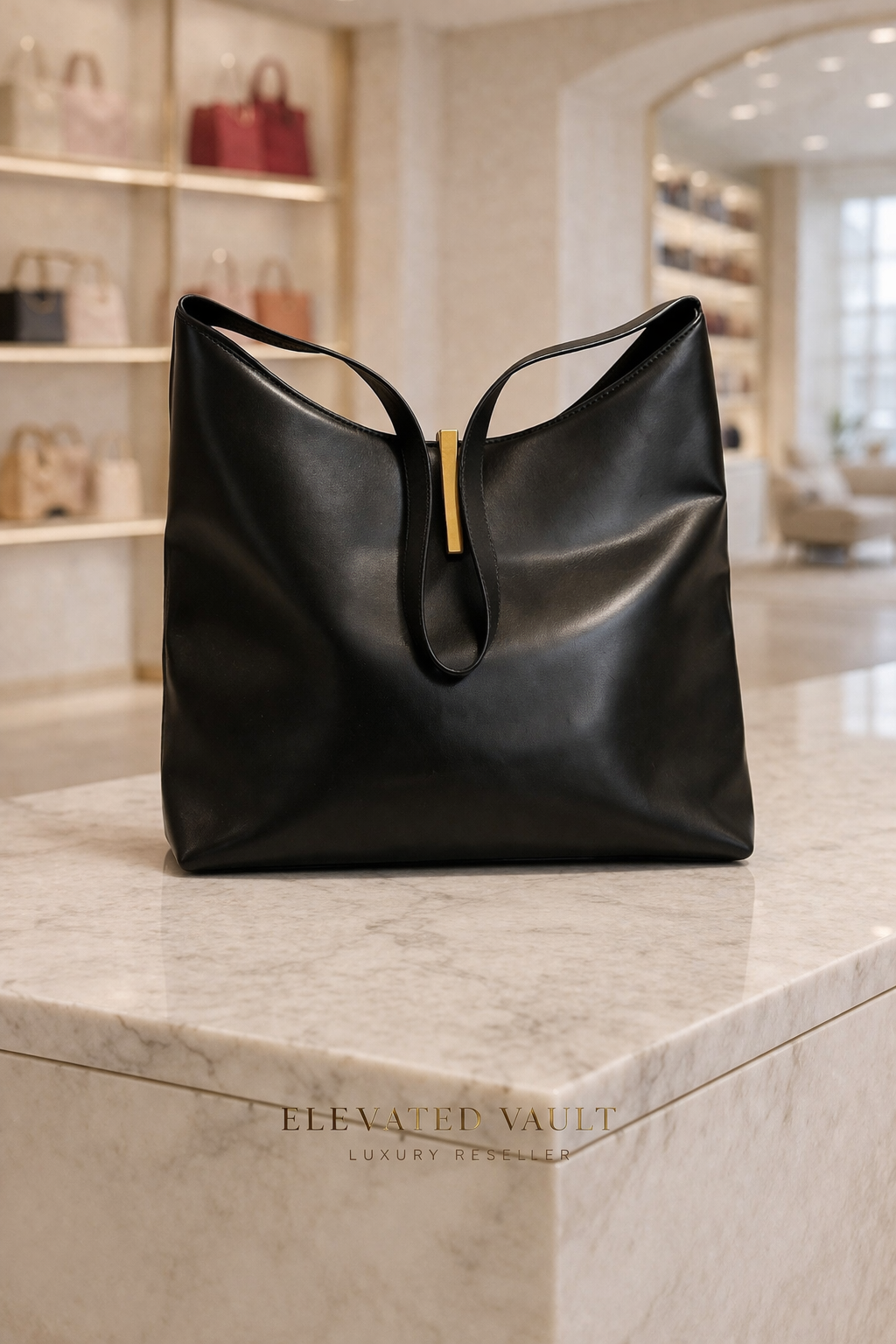 Gucci Black Minimalist Leather Tote – Sleek Everyday Luxury