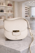 Celine Cream Leather Shoulder Bag